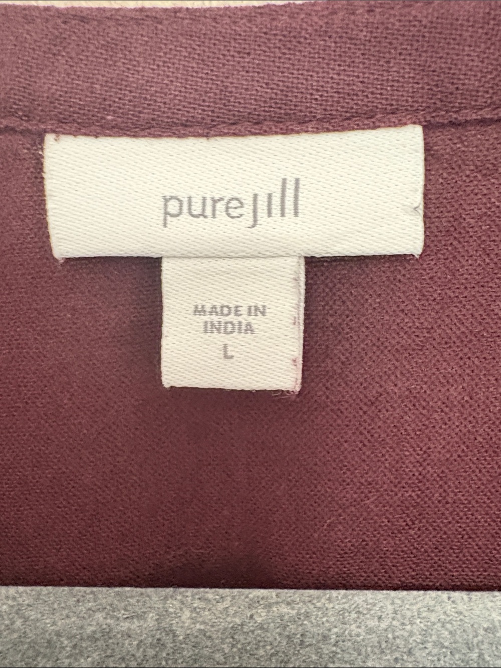 Pure Jill Embroidered Pullover Tunic 3/4 Sleeve Plum Sz L Cotton Boho Peasant - Picture 2 of 12
